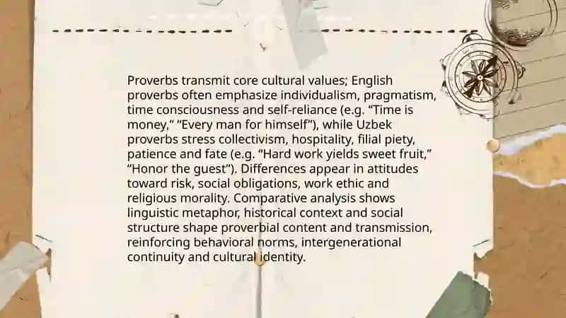 Comparative Analysis of English and Uzbek Proverbs 4