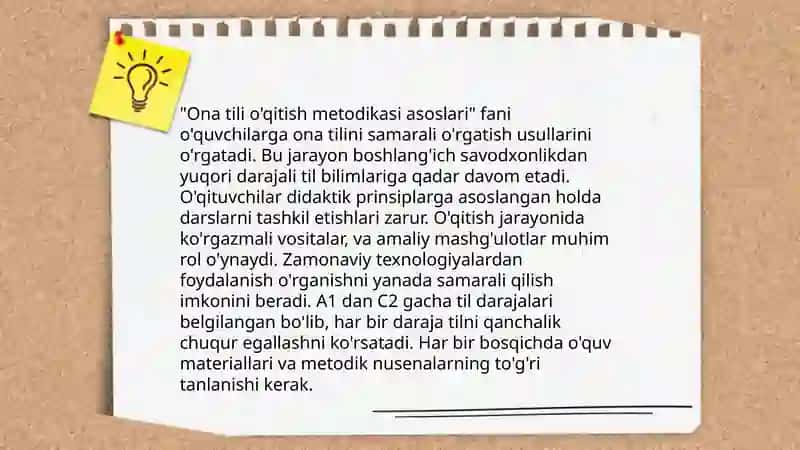 Ona tili va o'qitish savodxonligini o'qitish meto'dikasi 4