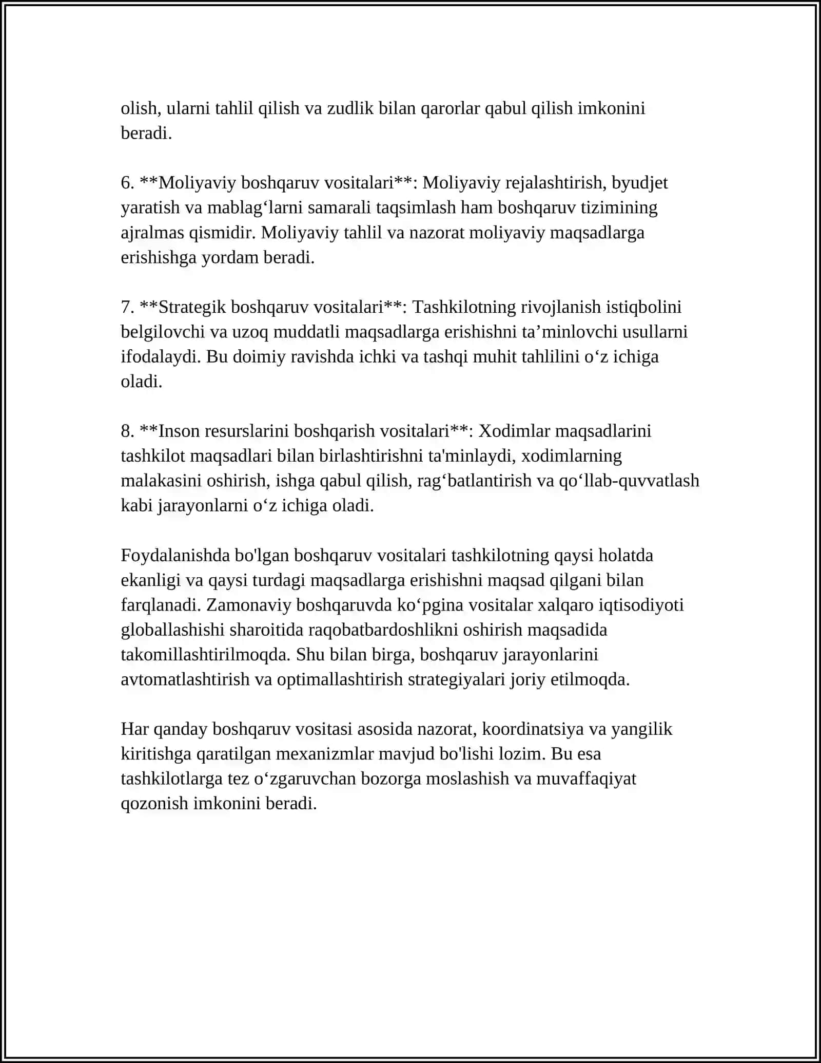 BOSHQARUV VOSITALARNI VAZIFASI 4