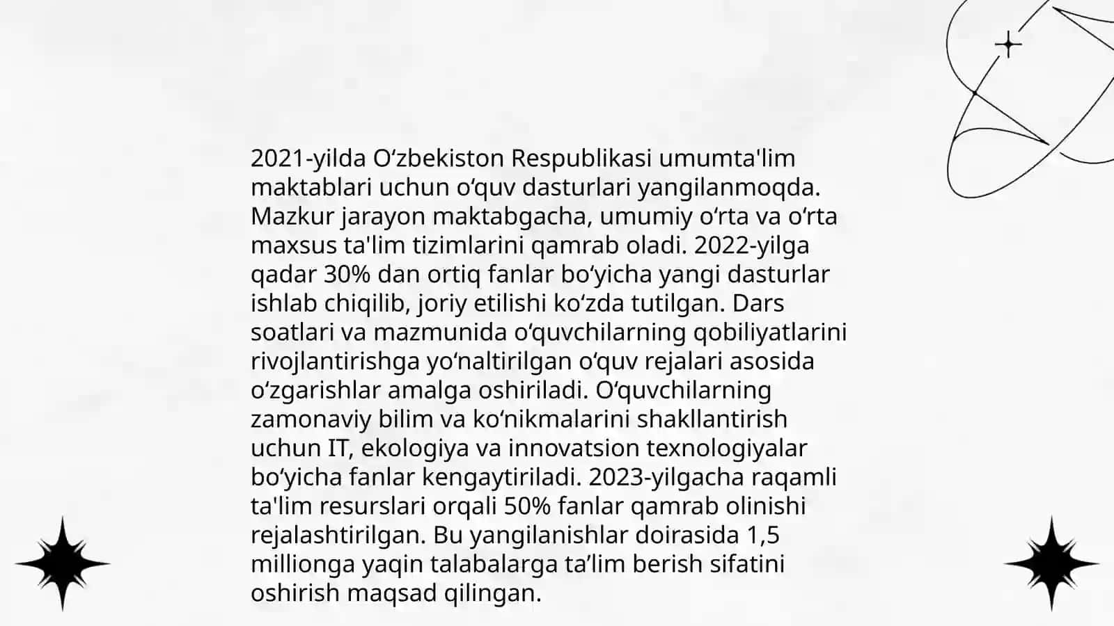 Yangi O'zbekistonda ta'lim tizimidagi islohotlar 4
