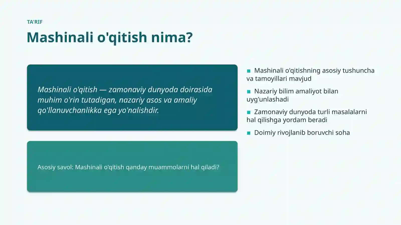ZAMONAVIY DUNYODA • #18306 Mashinali o'qitish 4