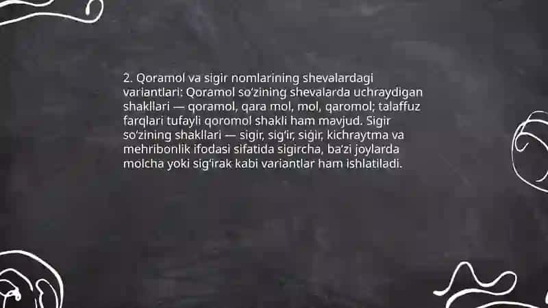 Oʻzbek shevalarida chorvachilikka oid leksika! 4