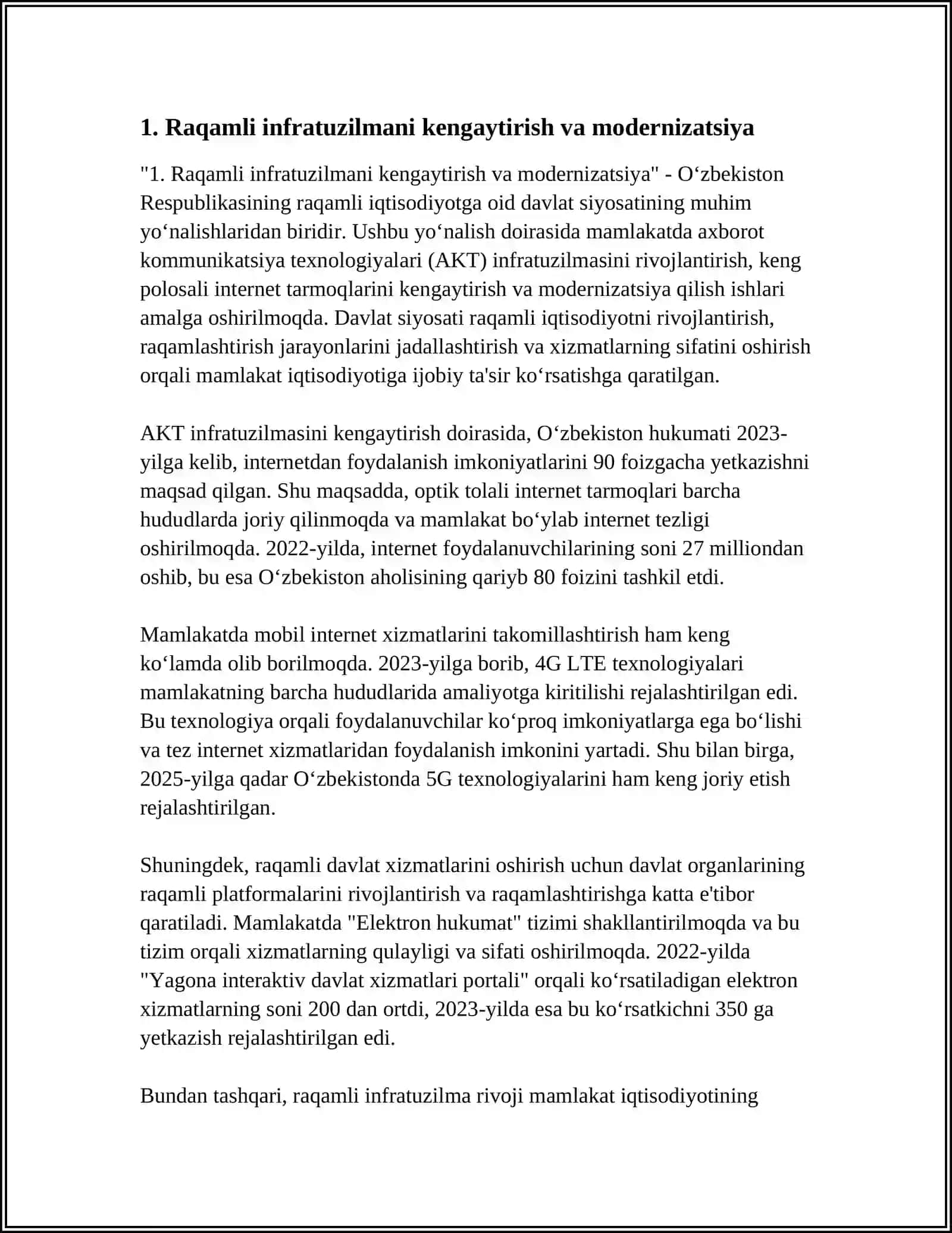 O‘ZBEKISTONNING RAQAMLI IQTISODIYOTGA OID DAVLAT SIYOSATI 4