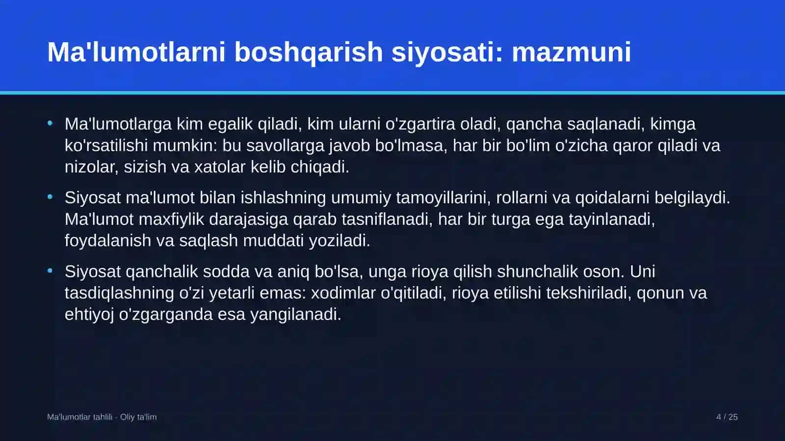 parfyumeriya kosmetika sanoatida ma'lumotlarni boshqarish siyosatini ishlab chiqish 6974 4