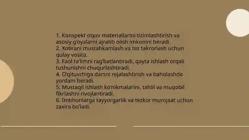 Konspekt. Konspekt turlari. Konspektlashtirish usullari. 4