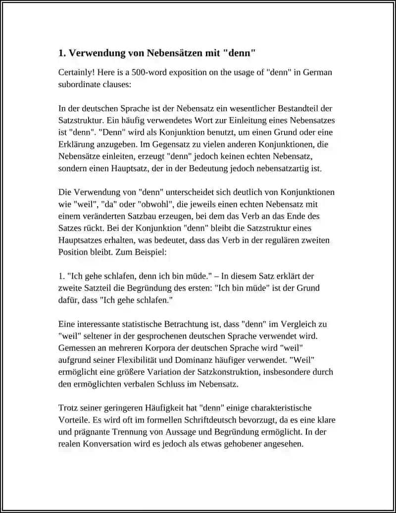 Verwendung von Nebensätzen mit "denn" 4
