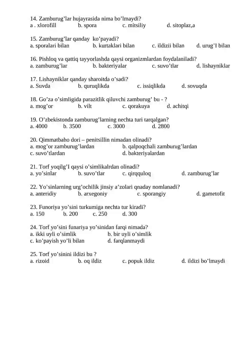 Bilimlar bellashuvi 6-sinf test 4