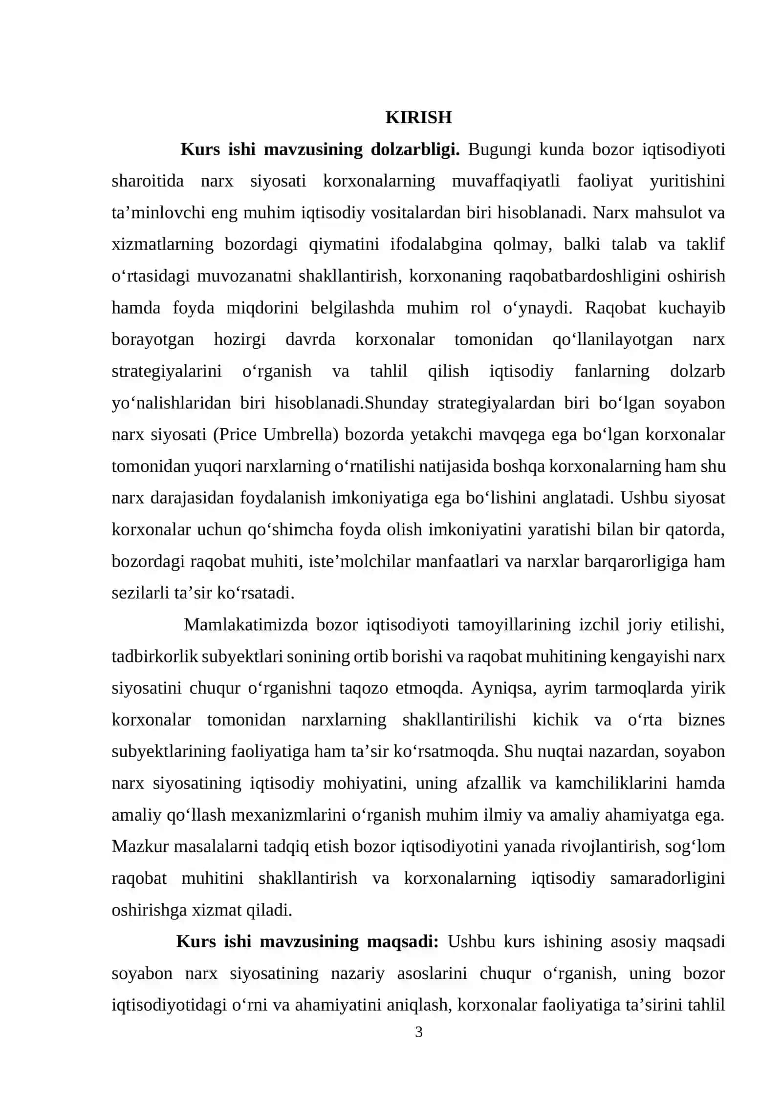 Soyabon narx siyosati (Price Umbrella) 4