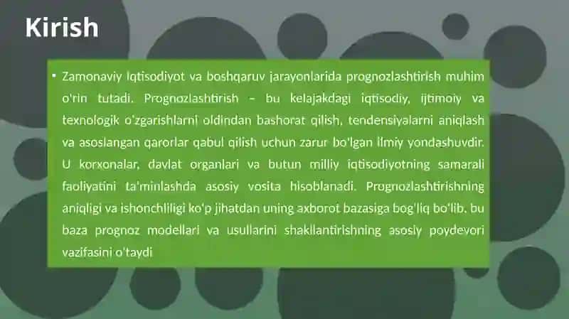 PROGNOZLASHTIRISHNING AXBOROT BAZASI 4