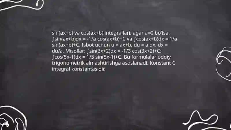 Trigonometrik funksiyalarni integrallash 4