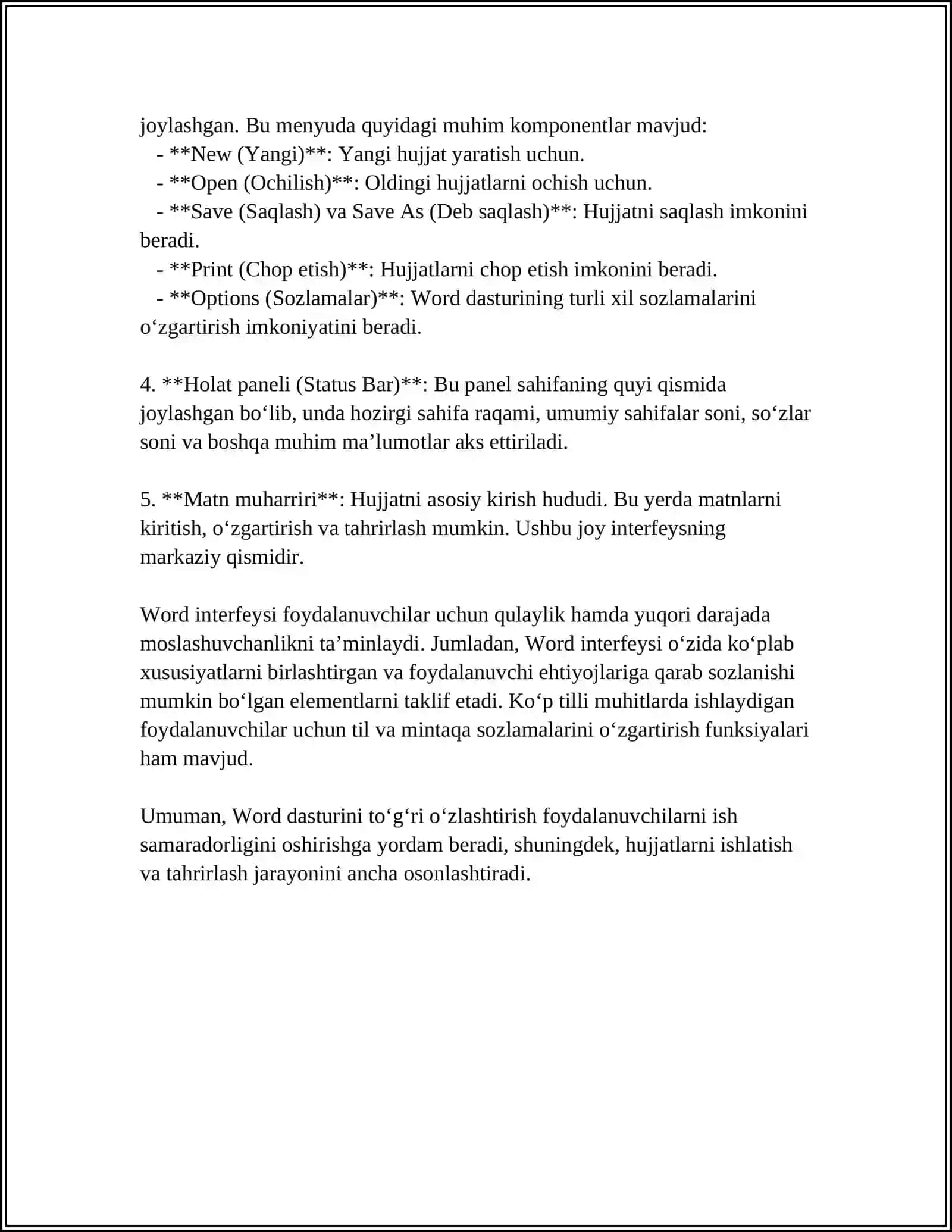 WORD DASTURIDA ISHLASH 4