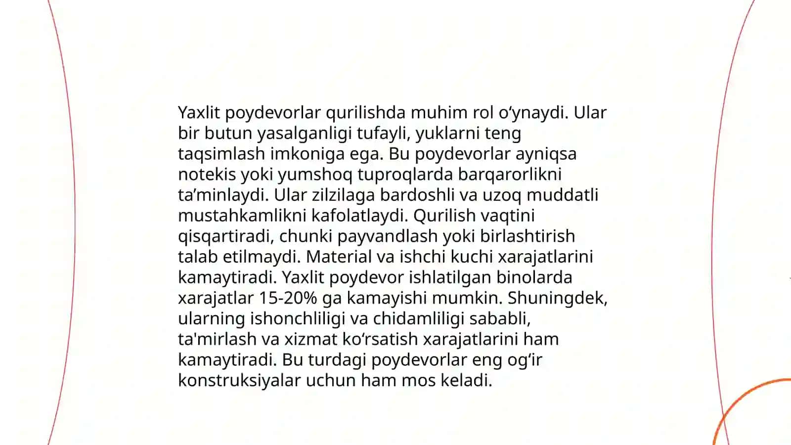 Tasmasimon va yaxlit poydevorlar 4