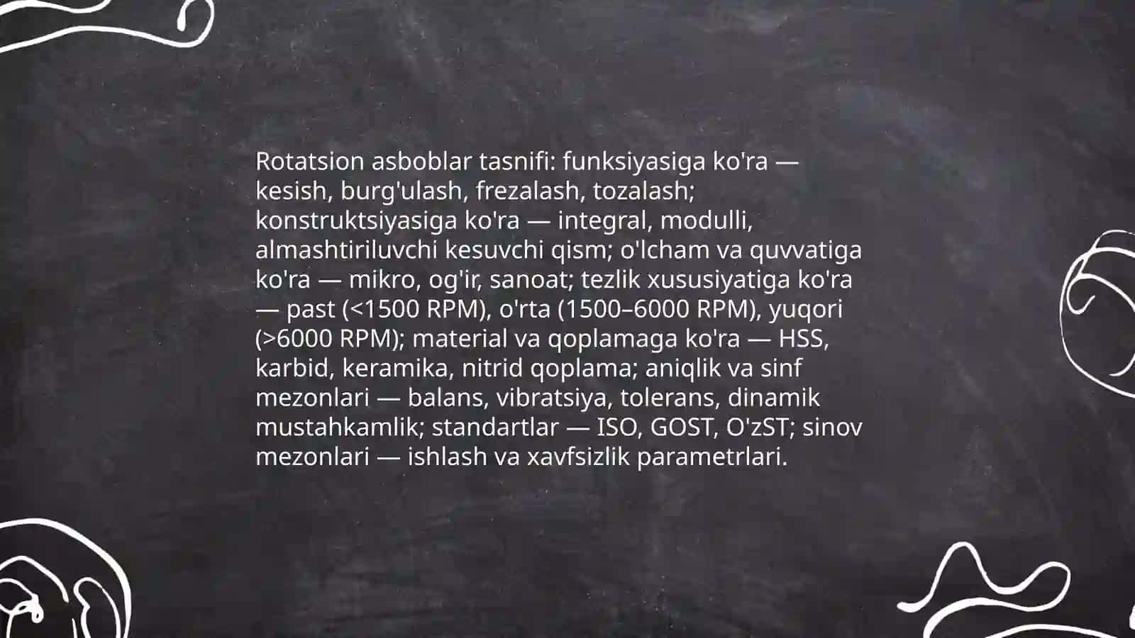 Rotatsion asboblar standartizatsiyasi 4