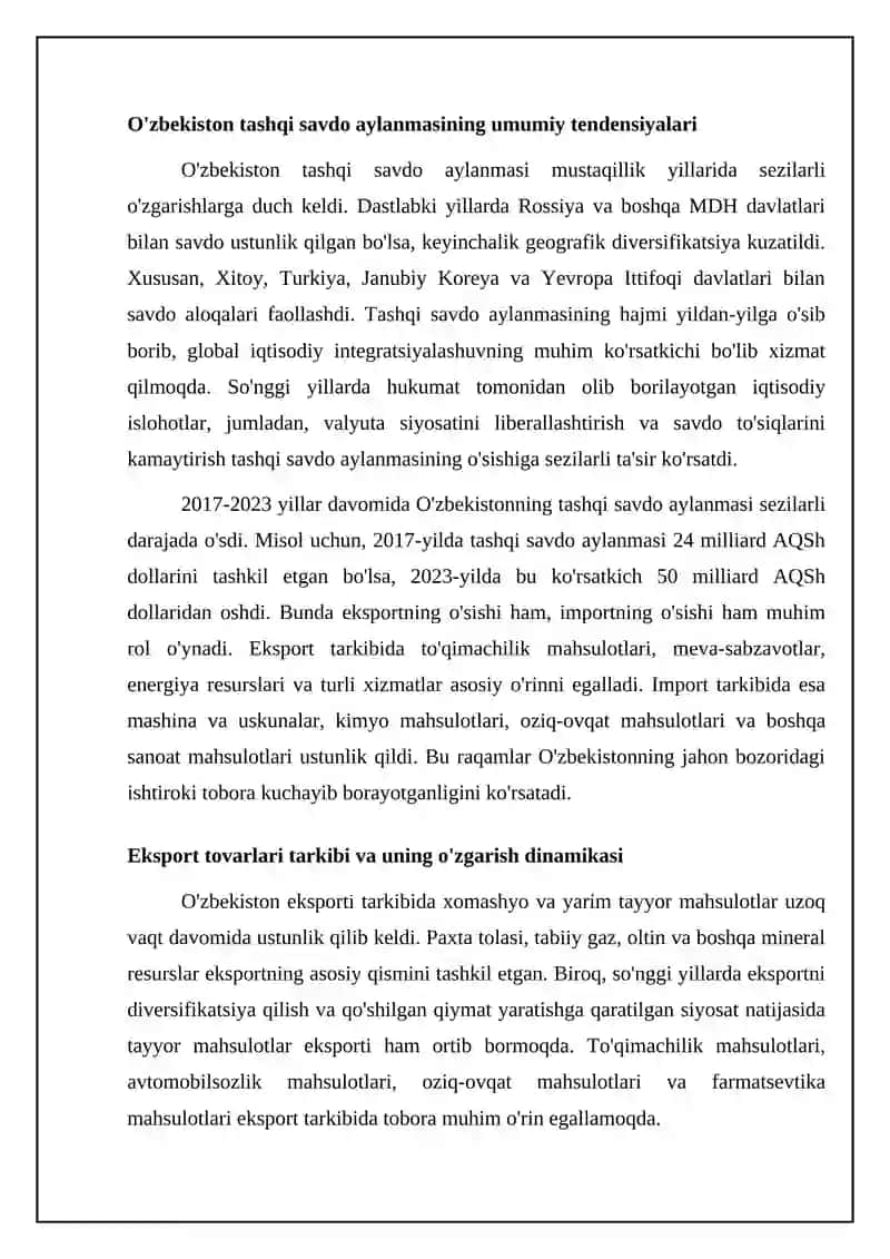 Eksport va import tarkibi: umumiy ko'rinish va dinamika 4