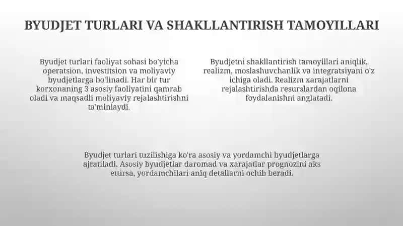 Byudjetning mohiyati va ahamiyati 4
