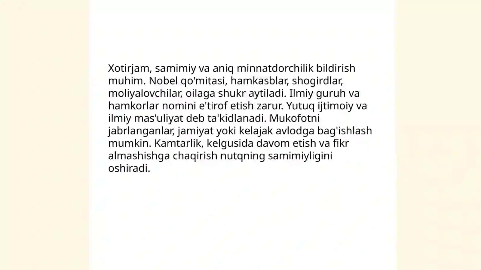Nobil mukofoti minbarda nutq so'zlash 4