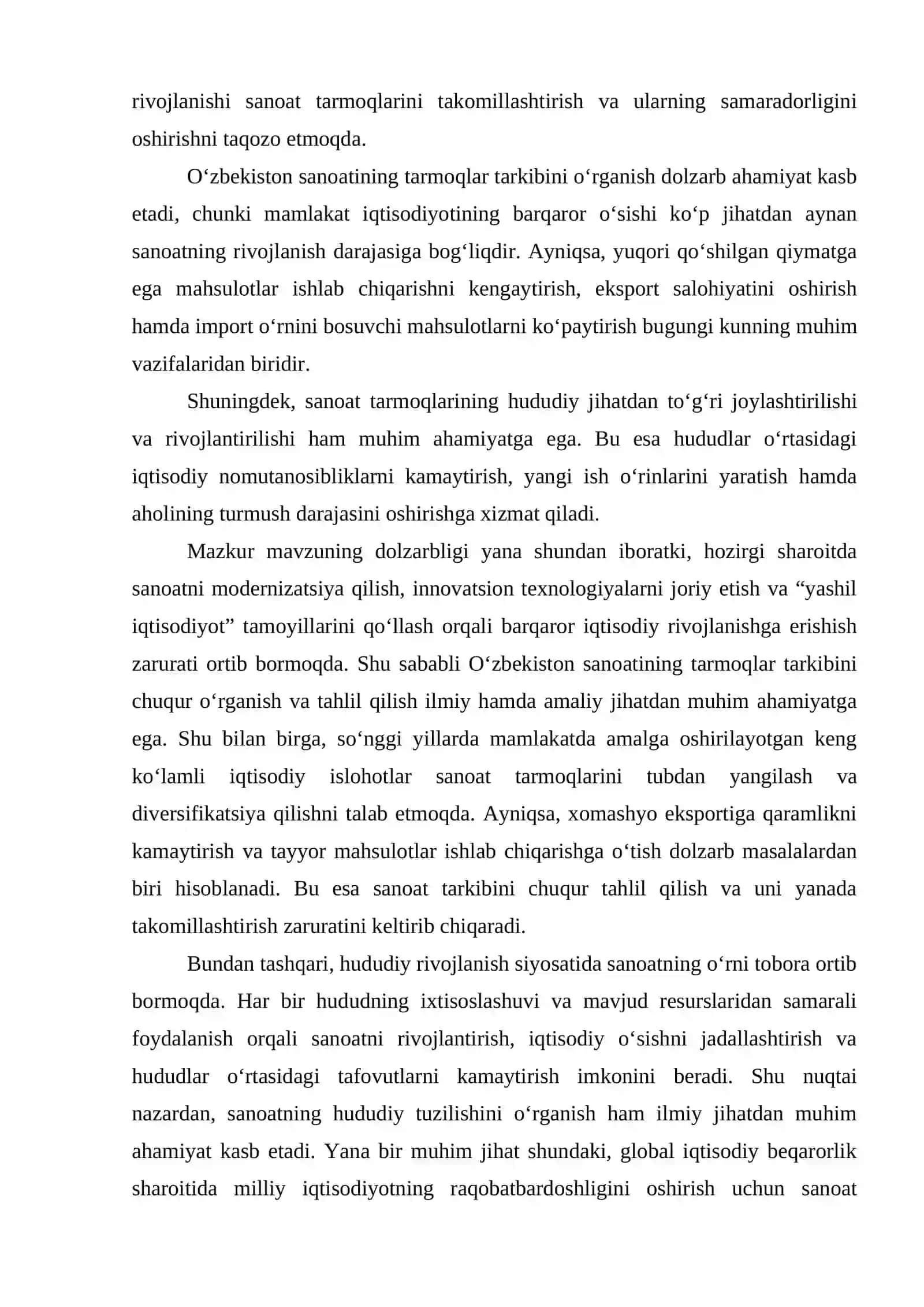 O‘ZBEKISTON SANOATINING TARMOQLAR TARKIBI 4