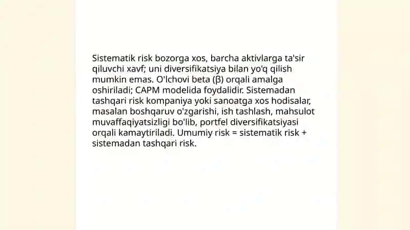 Risk va daromadlilik 4