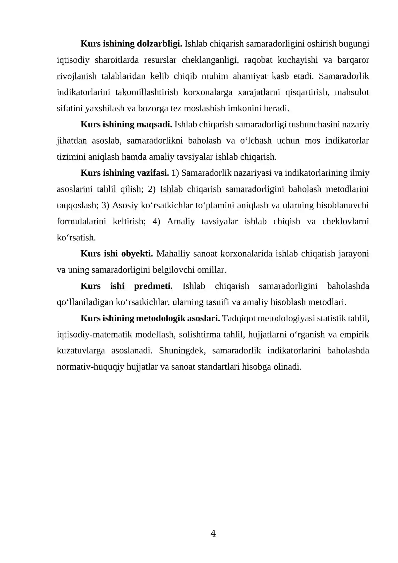 ISHLAB CHIQARISH SAMARADORLIGI VA UNING KOʻRSATKICHLARI 4