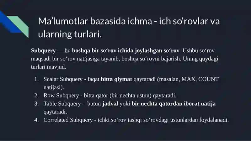 Murakkab so‘rovlar nima? 4