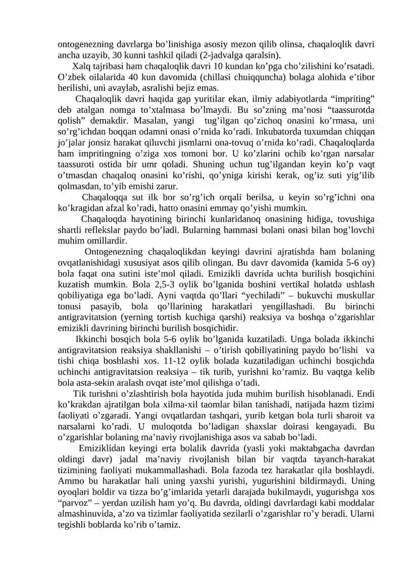 Odamlar organizmi rivojlanishining bosqichlari 4