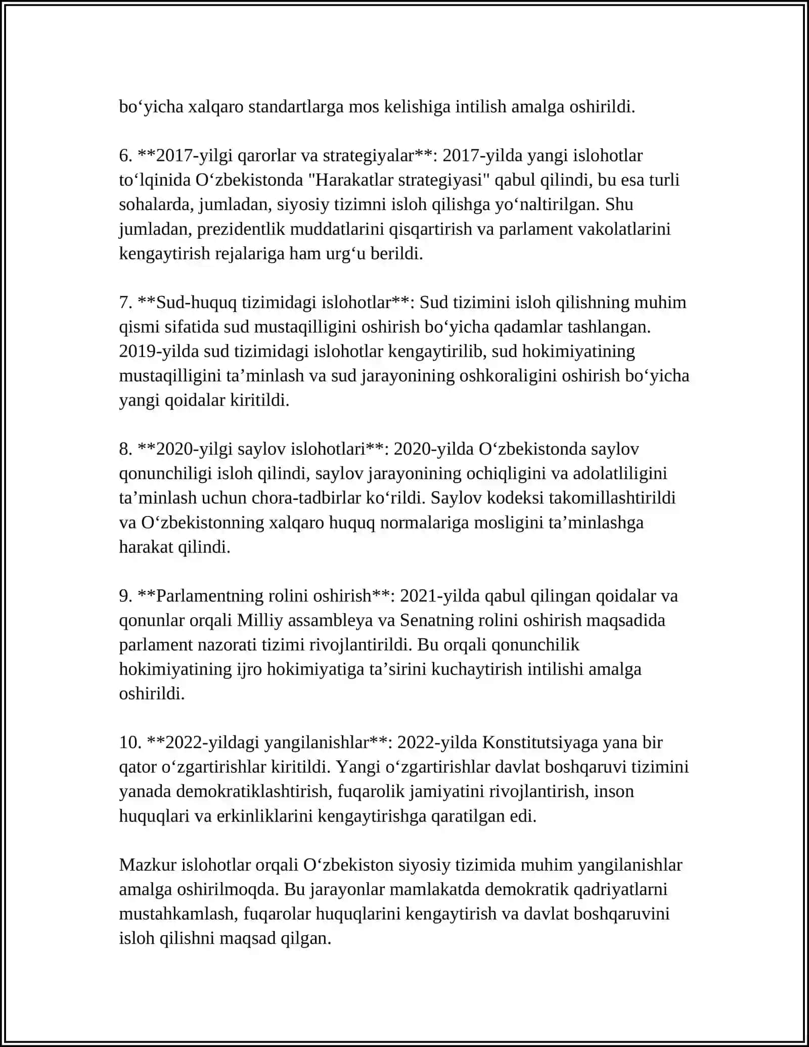 REFERAT O'zbekiston siyosiy tizimdagi o'zgarishlar 4