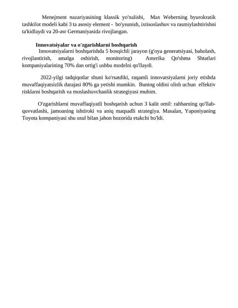 Menejmentni nazariy asoslari 4