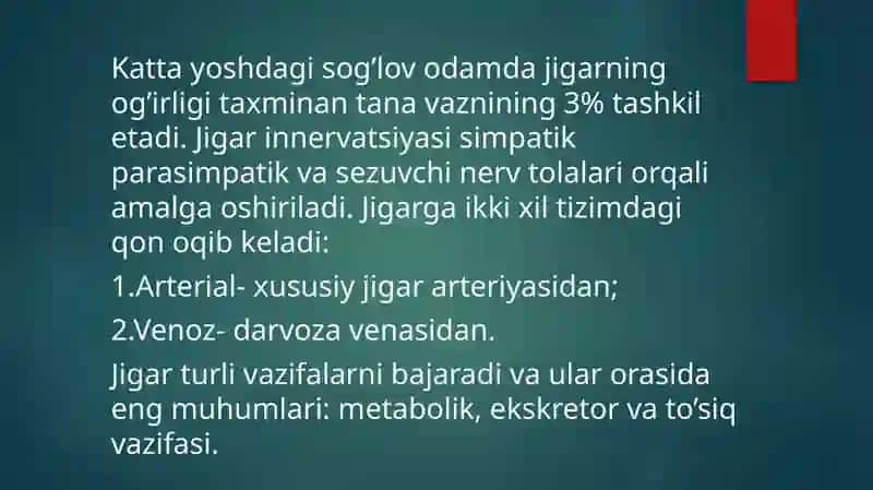 Jigar va o't yollari anatomiyasi va gistologiyasi 4