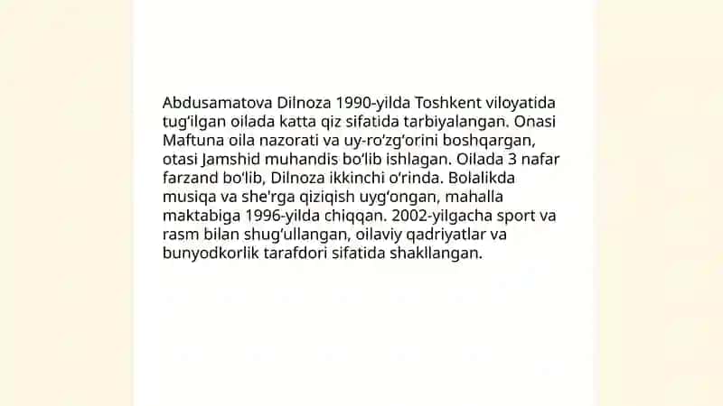 Abdusamatova Dilnoza 4