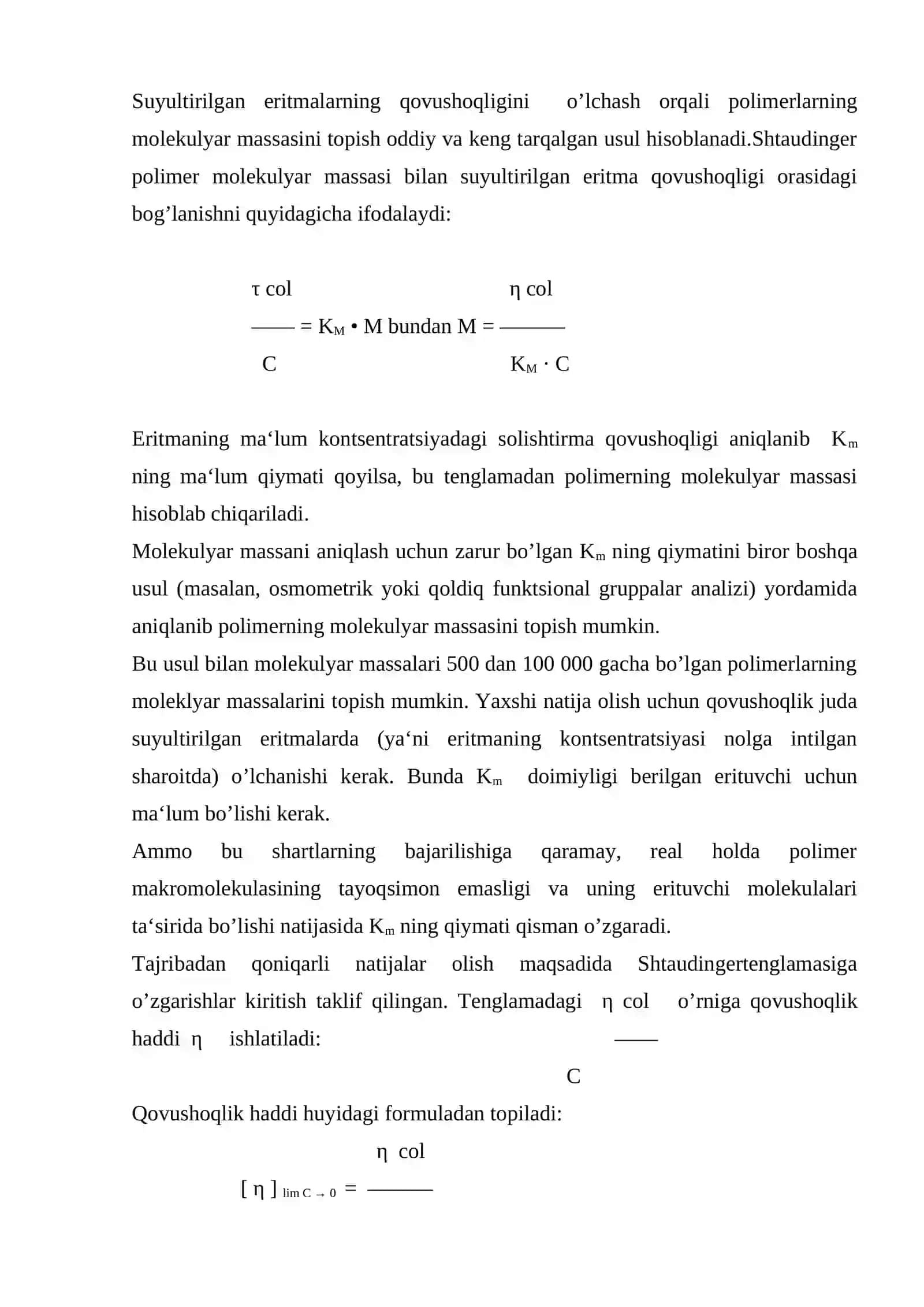 Molekulyar massani eritmaning osmotik bosimi orqali aniqlash 4