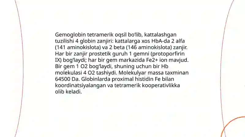 Eritrotsit gemoglobin va uni turları 4