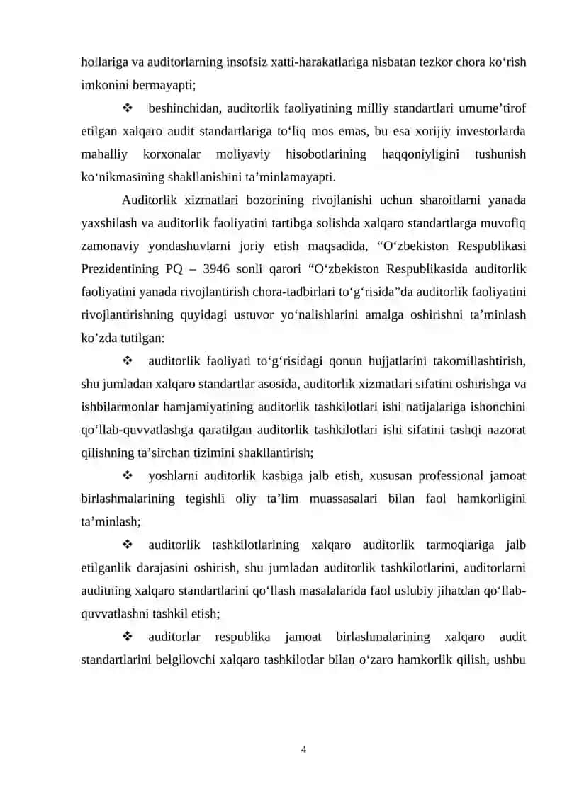 Auditorlik tekshiruvidan o'tkazish ishchi dasturi 4