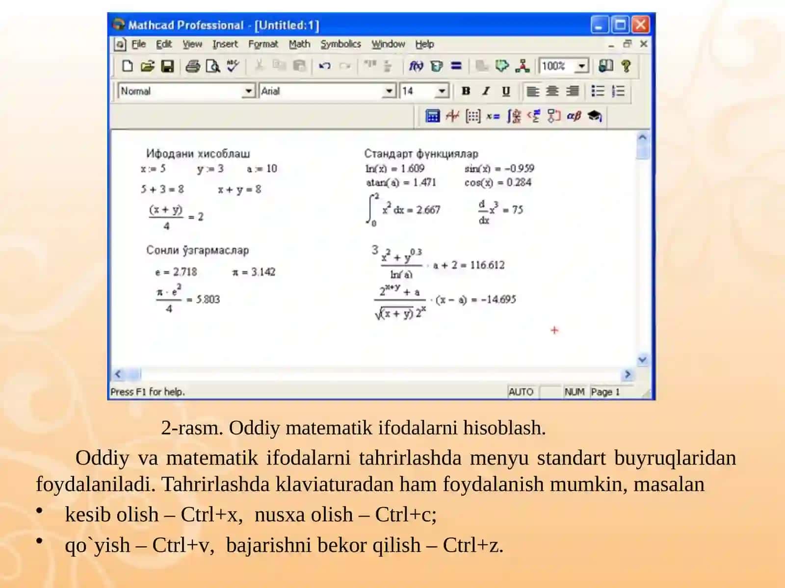 MatCAD dasturi haqida umumiy tushuncha 4