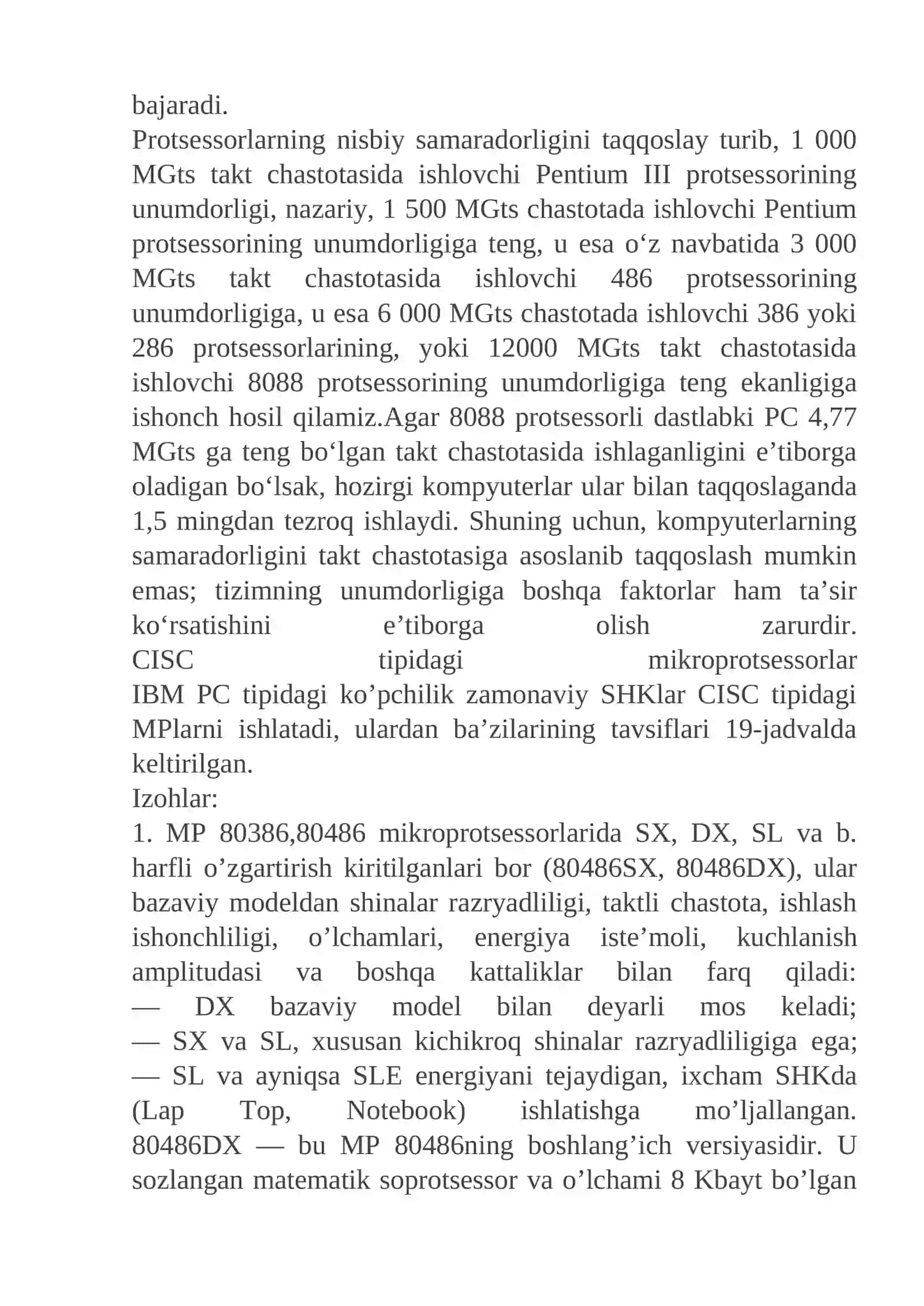 Protsessorlar va ularning ishlash prinsipi. Protsessorlarning asosiy parametrlari 4
