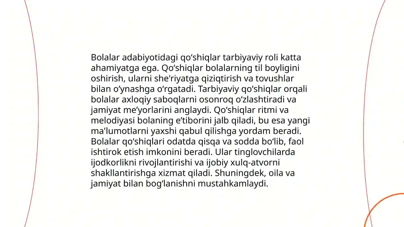 Qoʻshiqlarning bolalar adabiyotidagi oʻrni 4