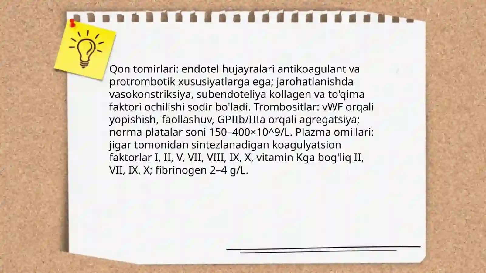 Normal gemostaz. Gemostaz sistemasining normal diagnostikasi Matchanova Xamida 4