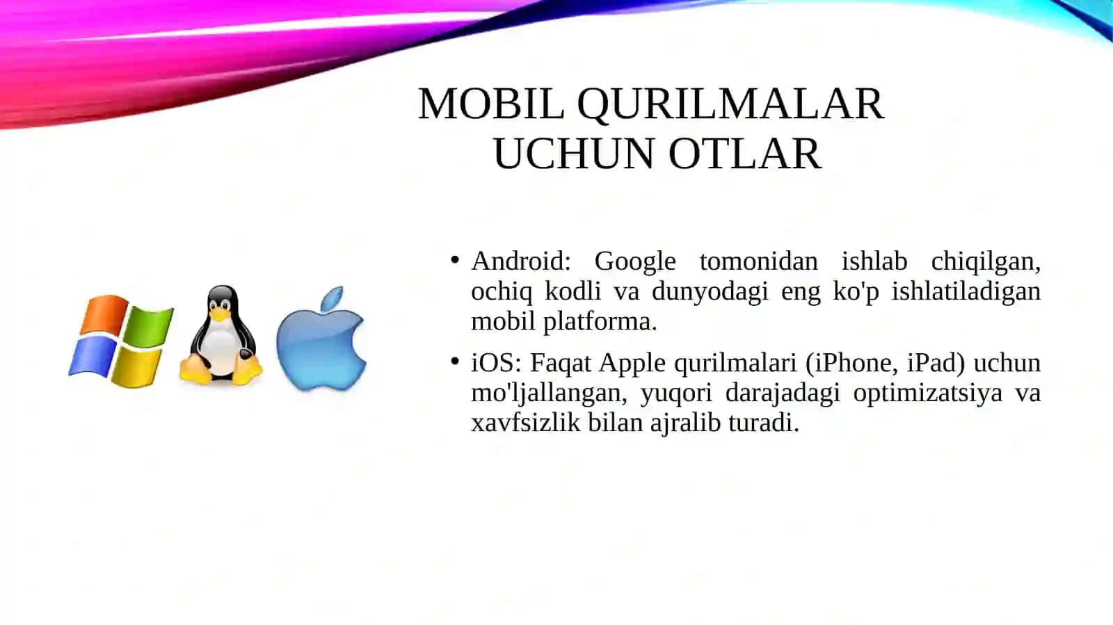 Zamonaviy Operatsion tizimlar ilovalari. 4