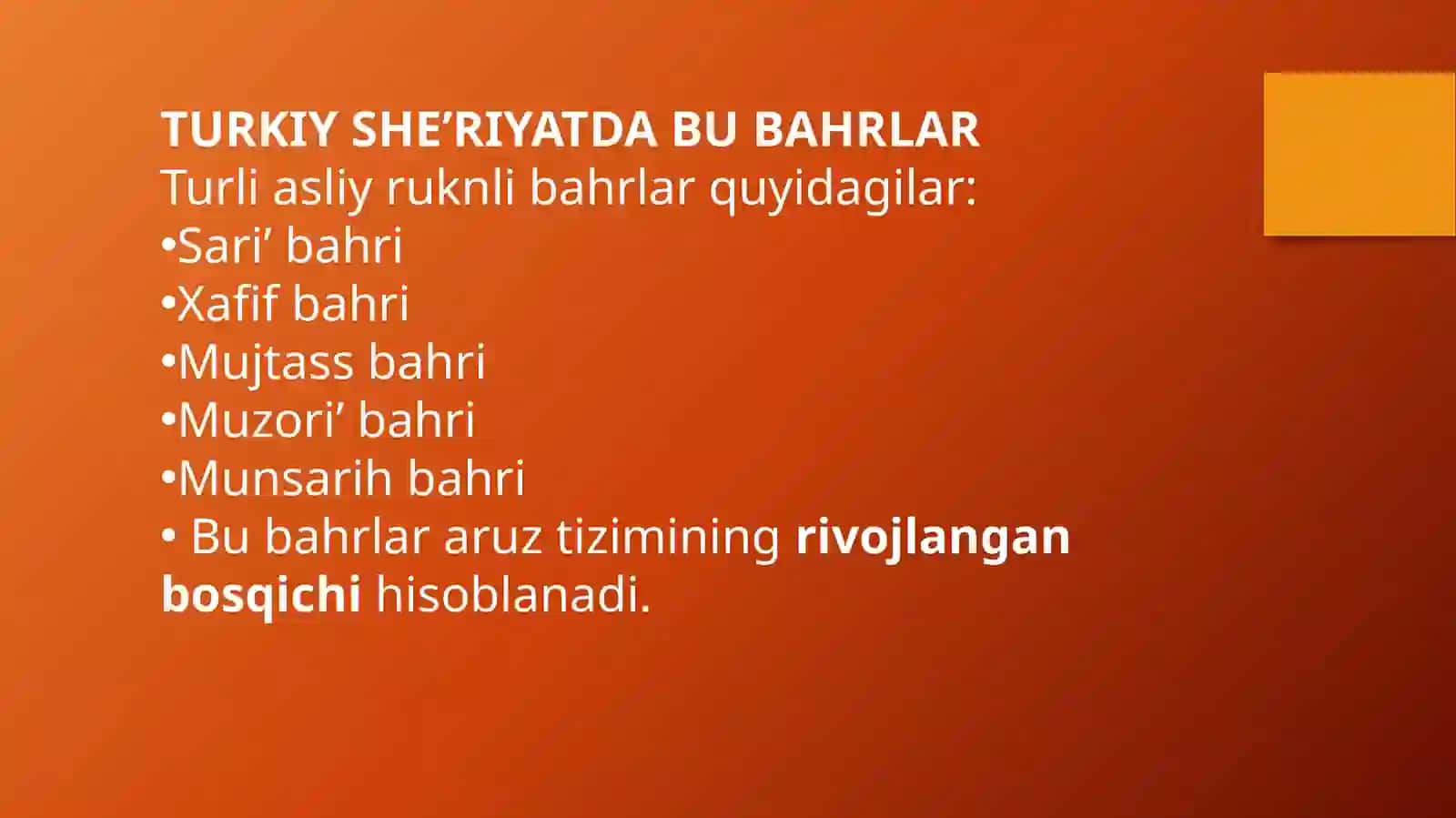 Aruz tizimidagi bahrlar 4