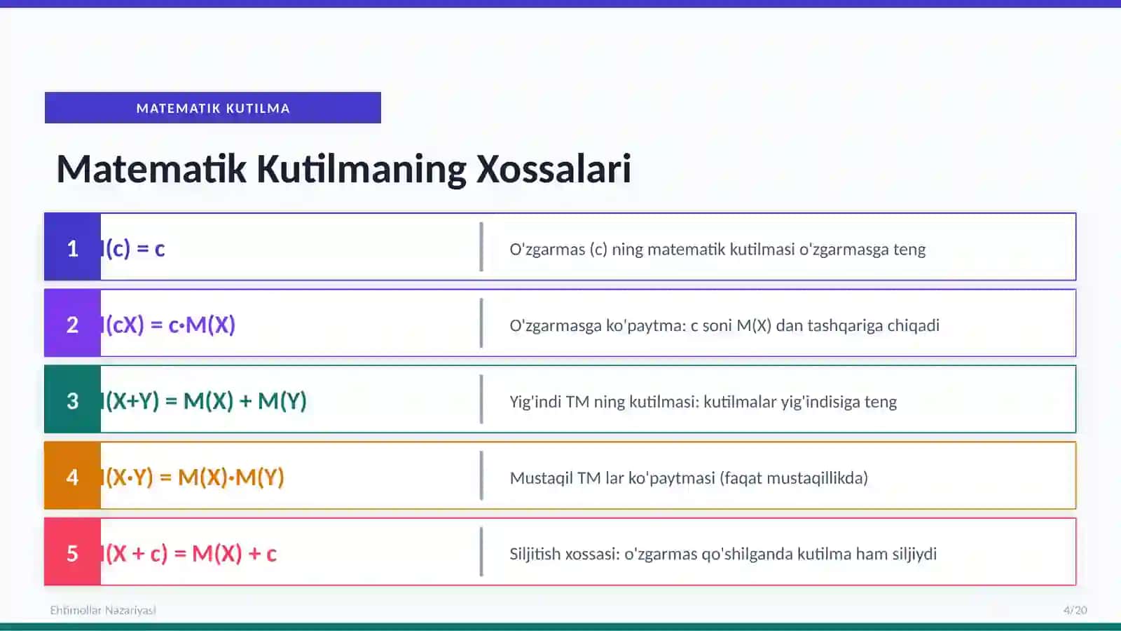 MATEMATIK KUTILMA DISPERSIYA VA XOSSALARI 4