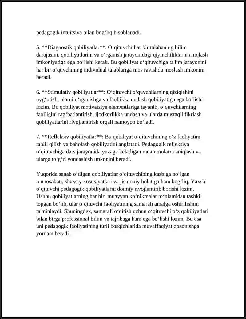 Pedagogik qobiliyatlarning tarkibi va mazmuni 4