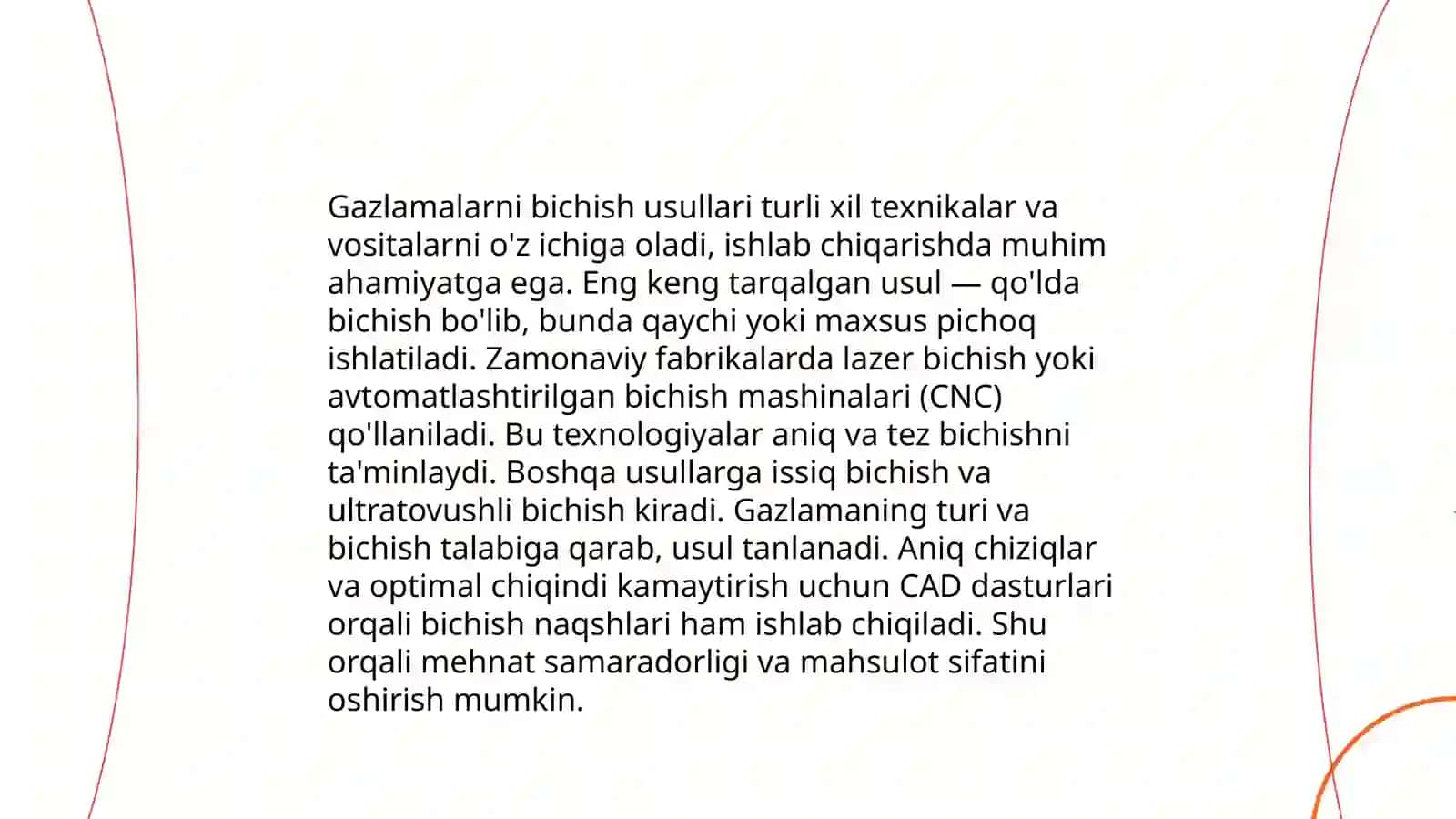 Gazlamalarni bichish 4