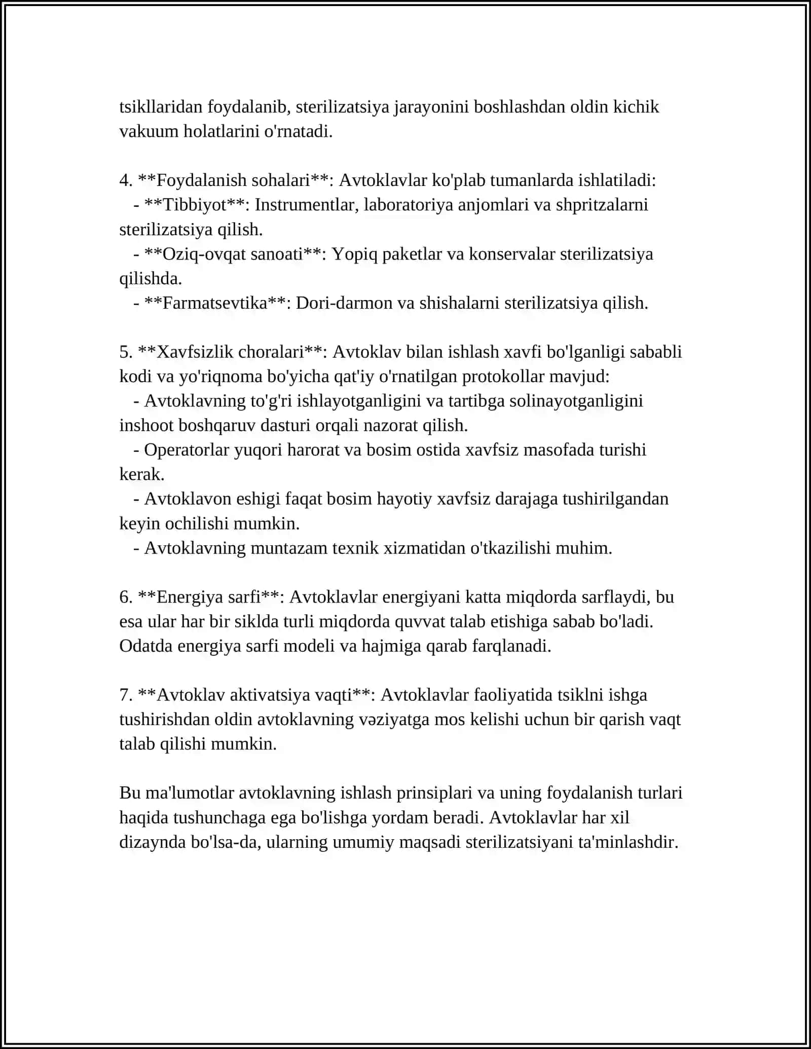 AVTOKLAV VA QURITISH SHKAFLARINI ISHLATISH QOIDALARIREJA 4