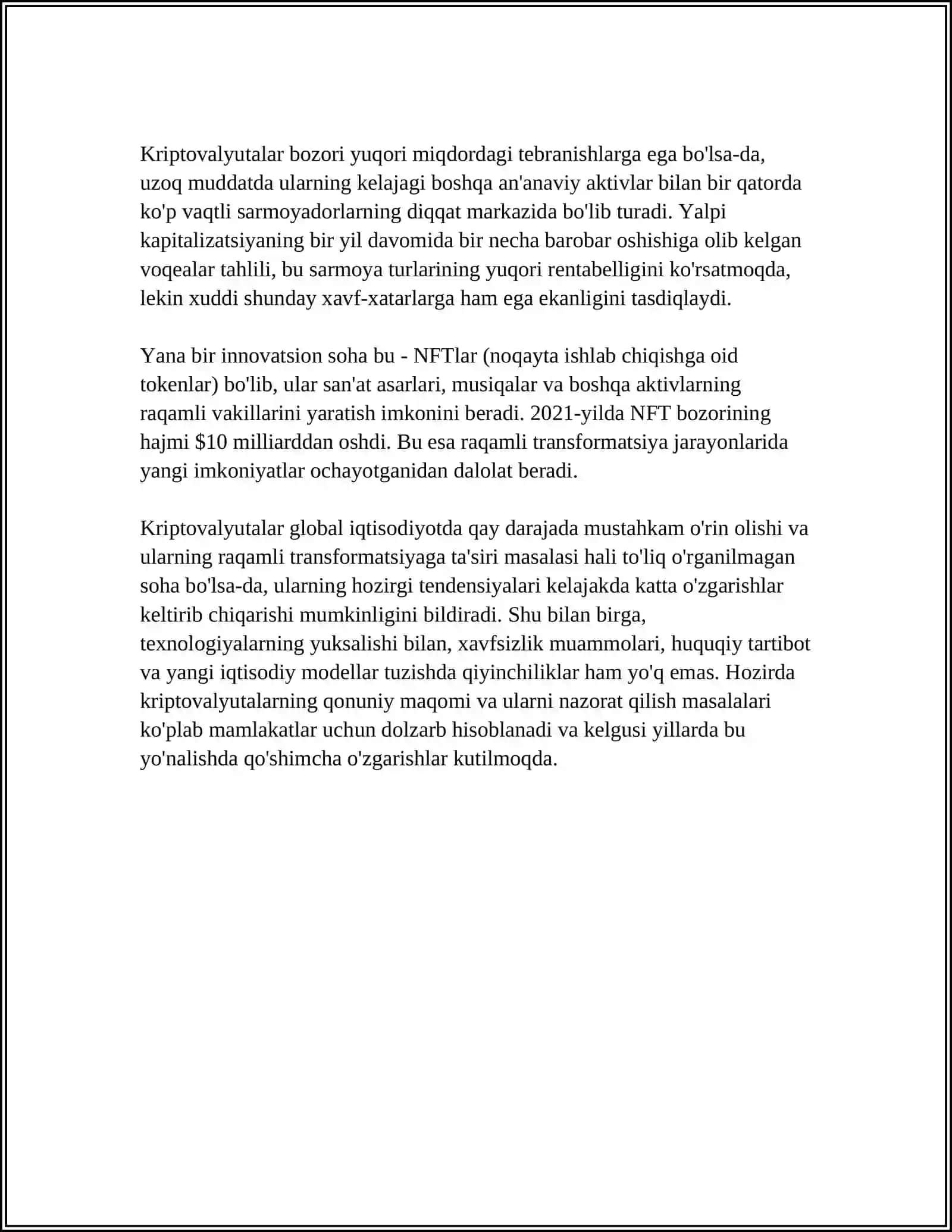 KRIPTOVALYUTALARNING KELAJAGI VA IQTISODIY AHAMIYATI 4