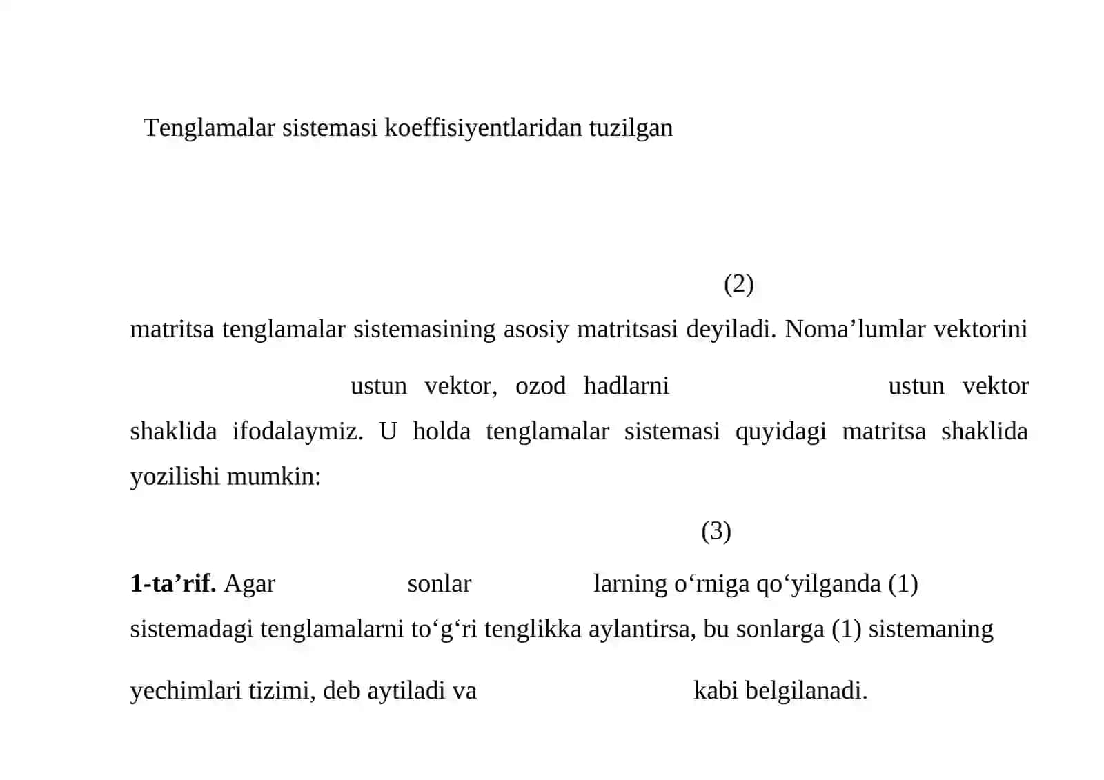 Chiziqli Algebraik Tenglamalar Sistemi 4