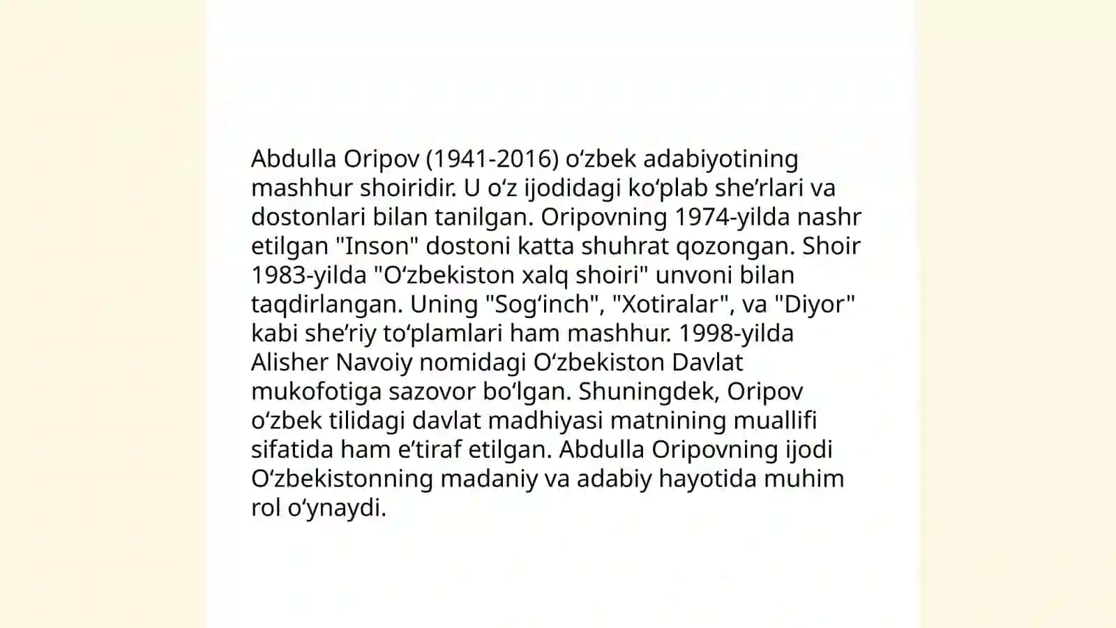 Abdulla Oripov hayoti va ijodi 4