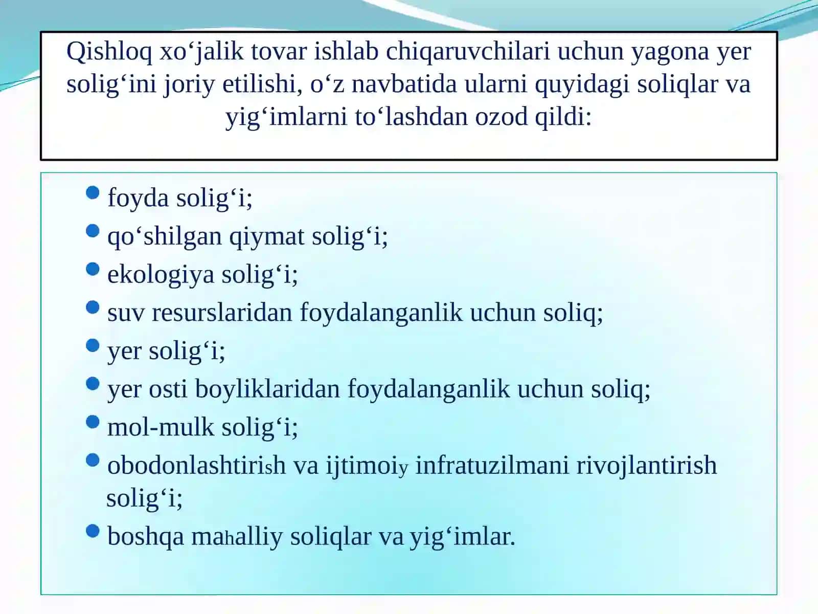 Yagona yer solig’i 4
