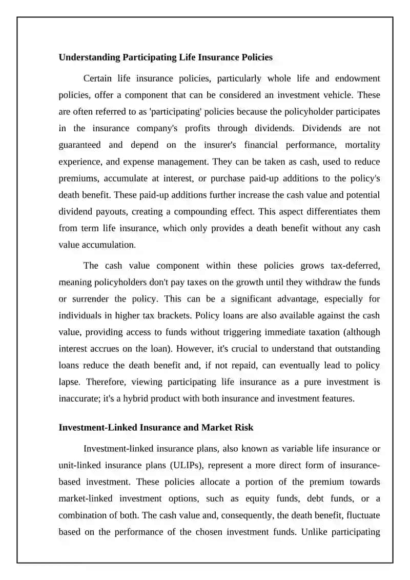 Insurance as Investment 4