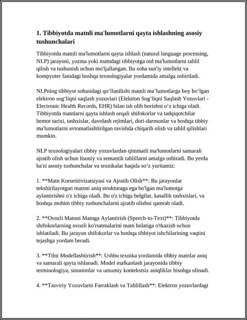 TIBBIYOTDA MATNLI AXBOROTLARNI QAYTA ISHLASH TEXNALOGIYASI 4