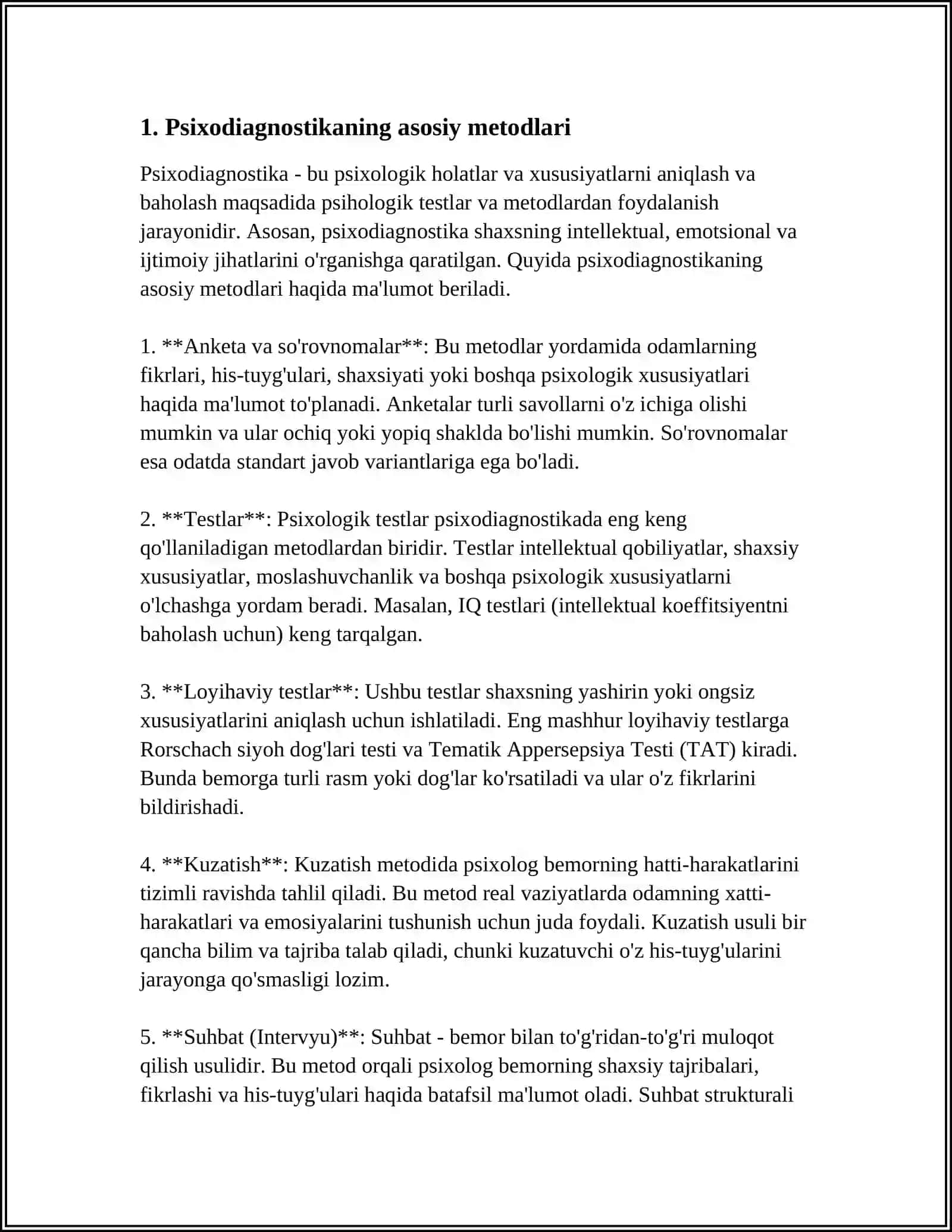 Psixodiagnostika va psixoterapiya oʻrtasidagi bogʻlanish 4