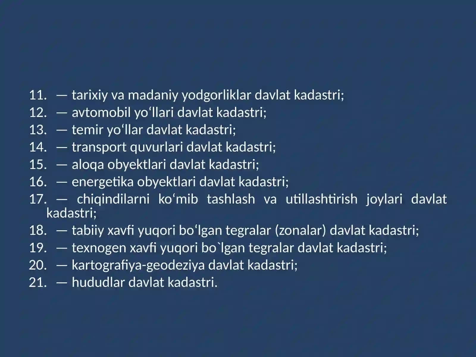 DAVLAT KADASTRLARI ASOSLARI 4